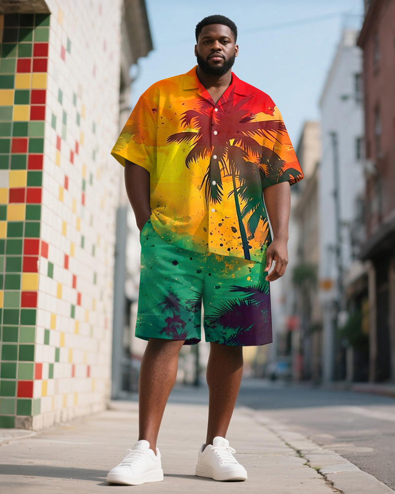 Big & Tall Juneteenth Hawaiian T-Shirt Shorts Set for big men view 1