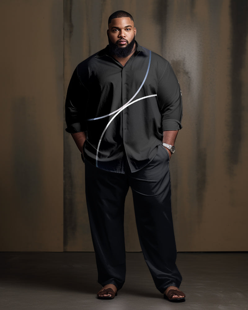 Big & Tall Geometric T-Shirt Pants Set for big men view 1