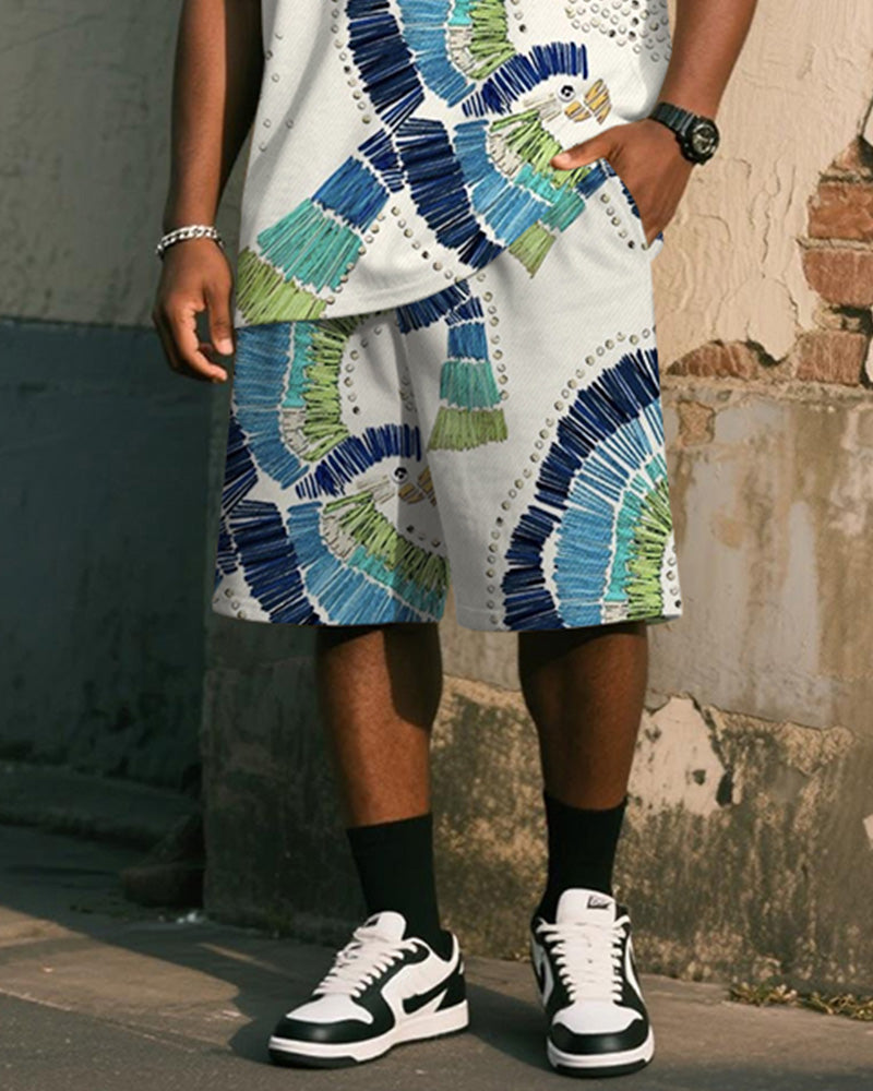 Big & Tall White Graphic Graffiti Two-piece Set for big men view 3