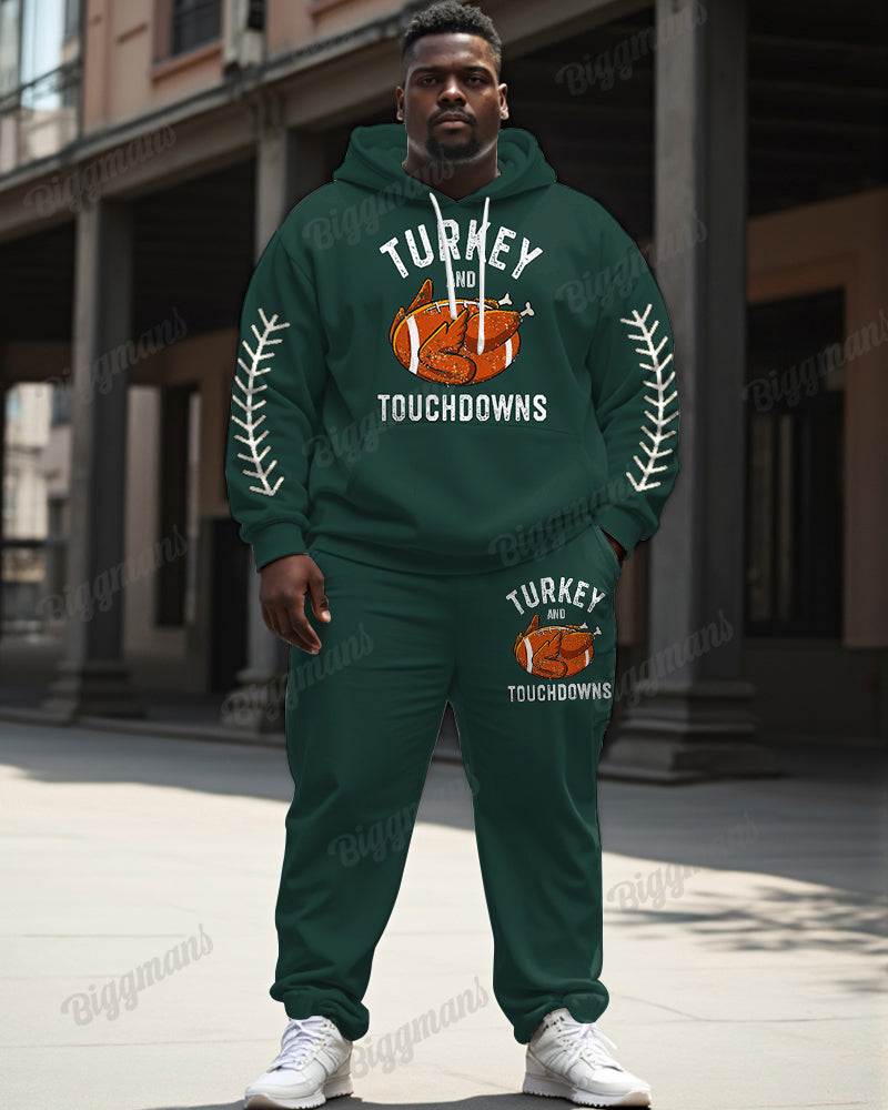 Big & Tall Green Graphic Hoodie Sweatpants Set for big men view 1