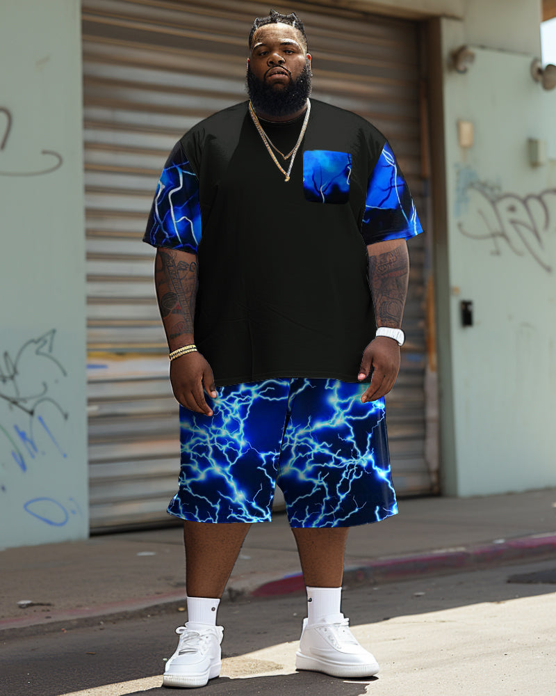 Big & Tall Graphic Streetwear T-Shirt Shorts Set for big men view 1