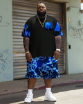 Big & Tall Graphic Streetwear T-Shirt Shorts Set for big men view 1
