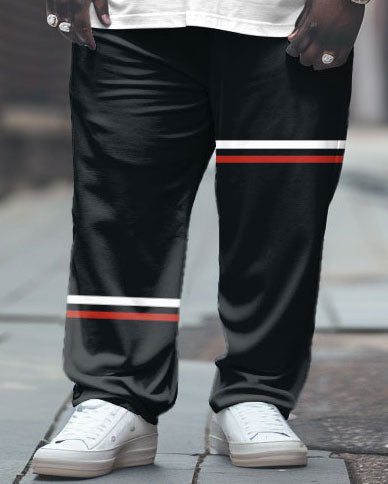 Big & Tall Colorblock Graphic T-Shirt Pants Set for big men view 3