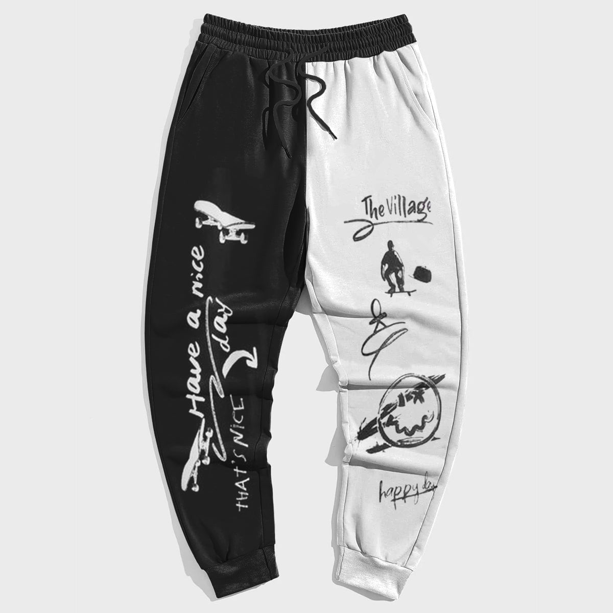 Big & Tall Colorblock Streetwear Vintage Sweatpants for big men