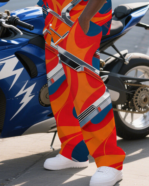Big & Tall Geometric T-Shirt Pants Set for big men view 3