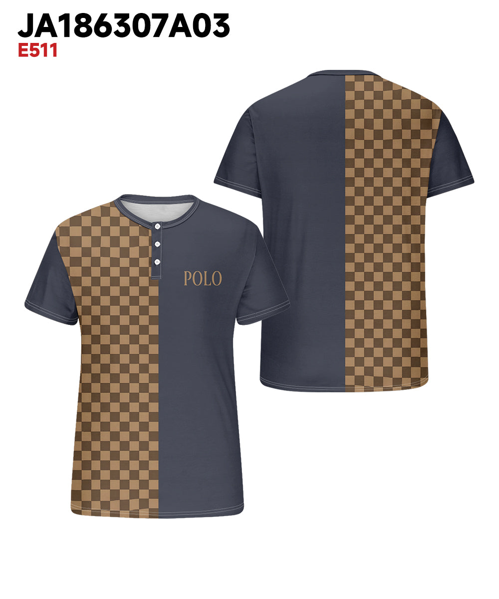 Big & Tall Brown Blue Plaid T-Shirt for big men view 3