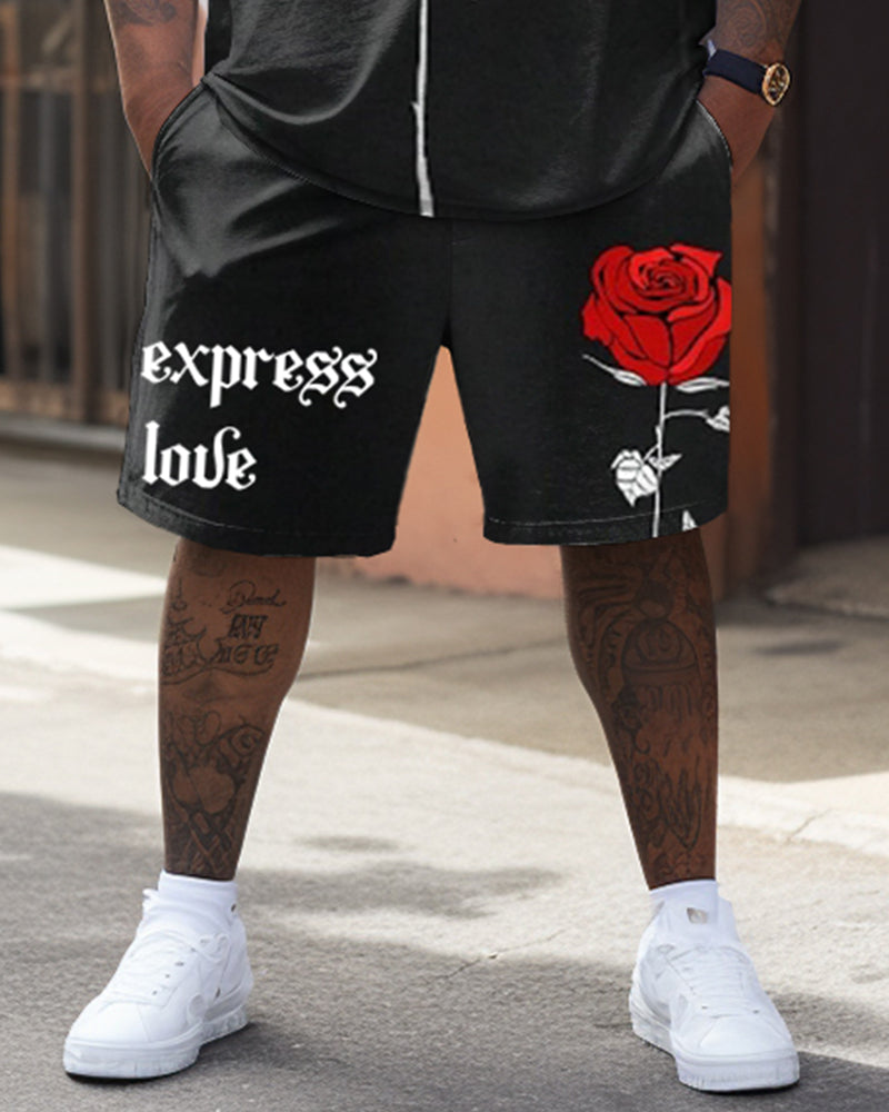 Big & Tall Graphic T-Shirt Shorts Set for big men view 3
