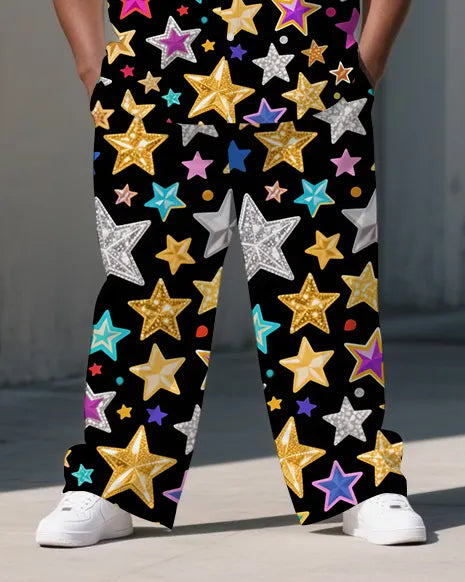 Big & Tall Graffiti Streetwear T-Shirt Pants Set for big men view 3