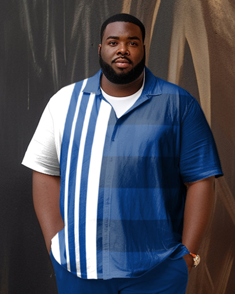 Big & Tall Blue Gradient T-Shirt Pants Set for big men view 2
