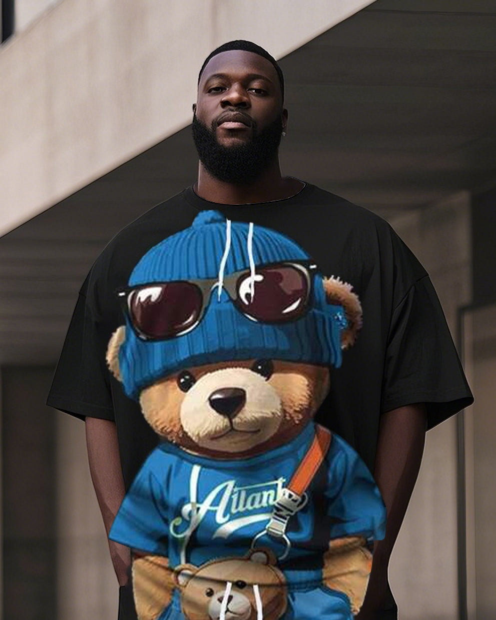 Big & Tall Graphic Streetwear Two-piece Set for big men view 8