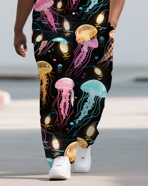Big & Tall Graffiti Streetwear T-Shirt Pants Set for big men view 3