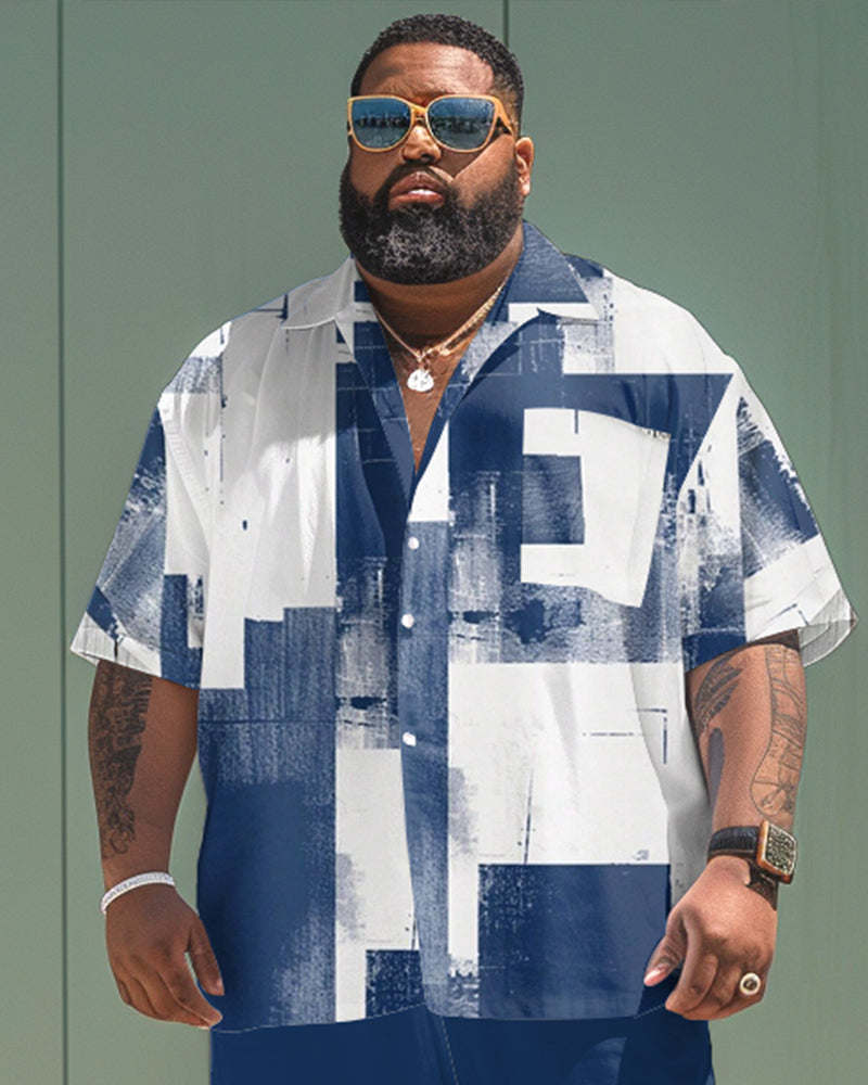 Big & Tall Colorblock T-Shirt Shorts Set for big men view 2