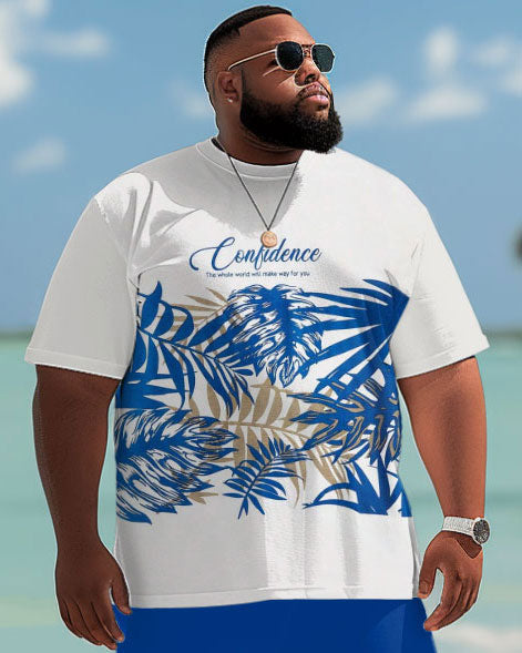 Big & Tall Hawaiian Tropical T-Shirt Shorts Set for big men view 3