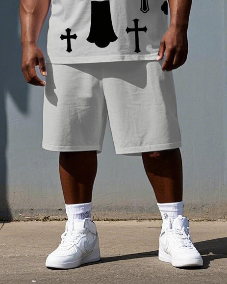 Big & Tall Streetwear T-Shirt Shorts Set for big men view 3