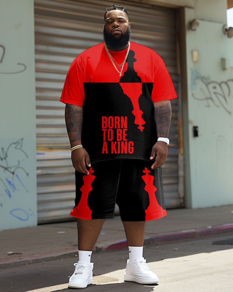 Big & Tall Colorblock Graphic T-Shirt Shorts Set for big men view 1
