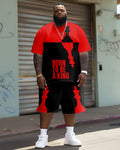 Big & Tall Colorblock Graphic T-Shirt Shorts Set for big men view 1