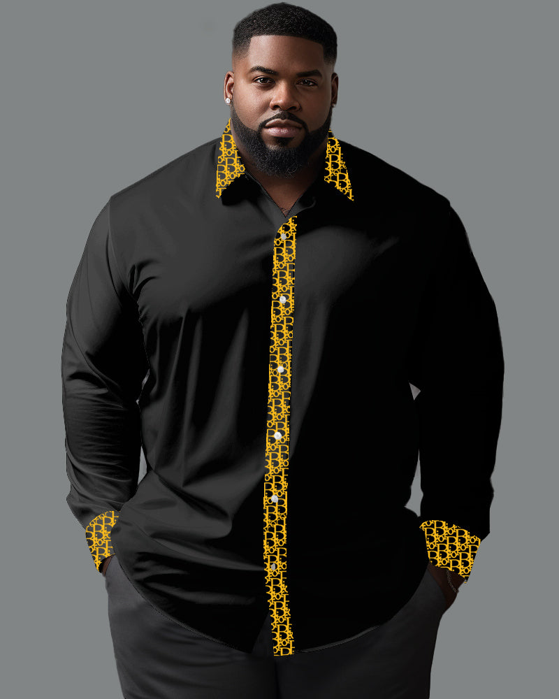 Big & Tall Patchwork Long Sleeve Shirt for big men view 2