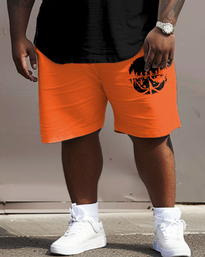 Big & Tall Geometric Graphic T-Shirt Shorts Set for big men view 3