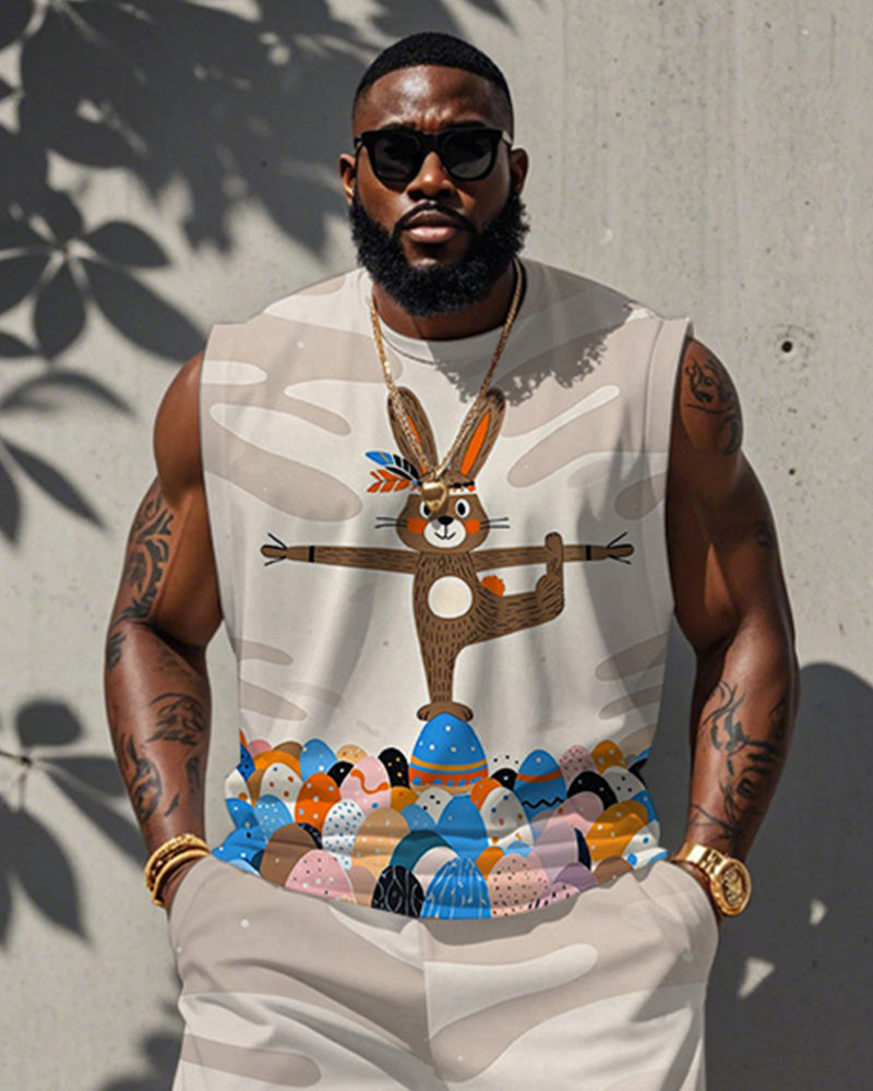 Big & Tall Graphic Vest Pants Set for big men view 2