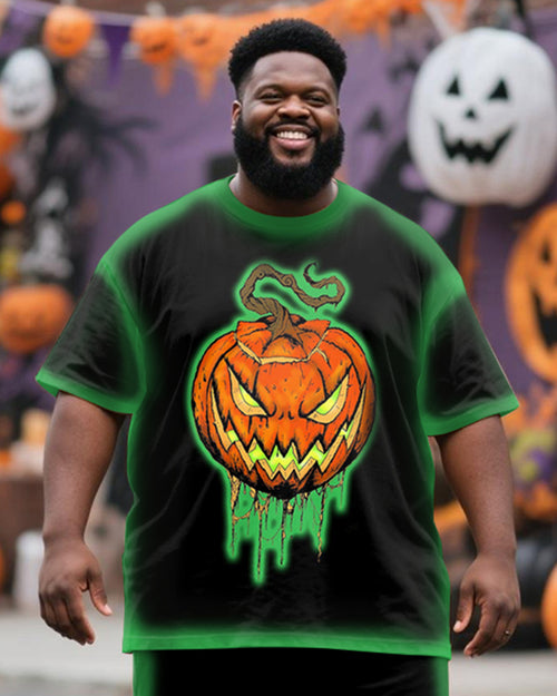 Big & Tall Green Graffiti T-Shirt Pants Set for big men view 2