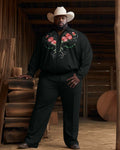 Big & Tall Black Western Floral Two-piece Set for big men view 1