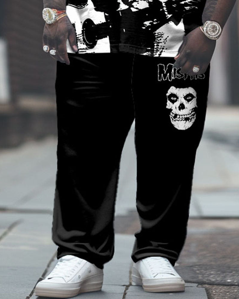 Big & Tall Graphic Streetwear Skull T-Shirt Pants Set for big men view 3