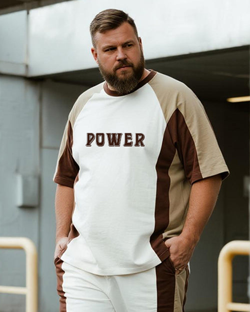 Big & Tall Khaki Graphic T-Shirt Shorts Set for big men view 2