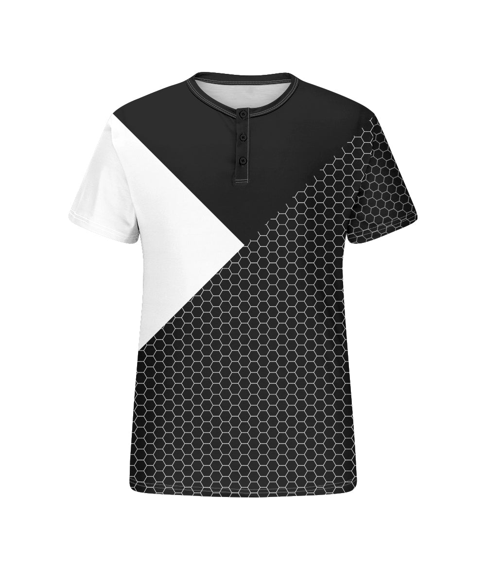 Big & Tall Black White Geometric T-Shirt for big men view 4