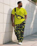 Big & Tall Green Camouflage T-Shirt Pants Set for big men view 1