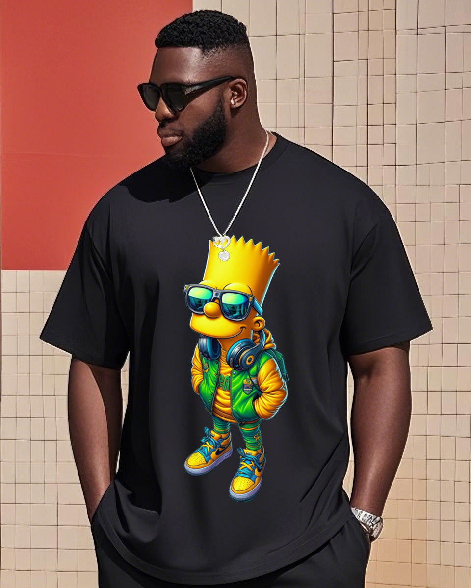 Big & Tall Graphic Streetwear Two-piece Set for big men view 2