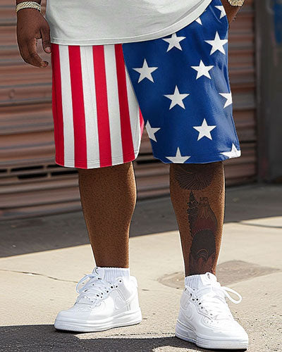 Big & Tall Graphic T-Shirt Shorts Set for big men view 4