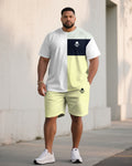 Big & Tall Black White Streetwear T-Shirt Shorts Set for big men view 1