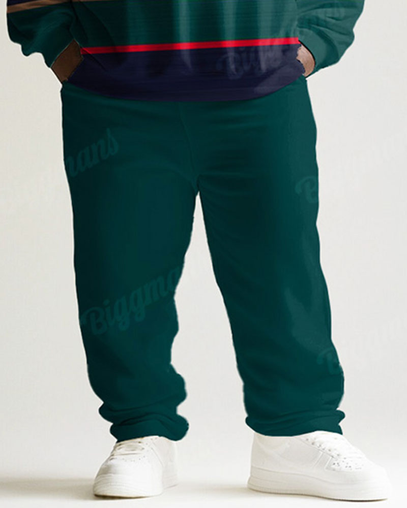 Big & Tall Green Striped Graphic Two-piece Set for big men view 3