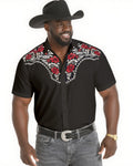Big & Tall Black Floral Short Sleeve Shirt for big men view 1