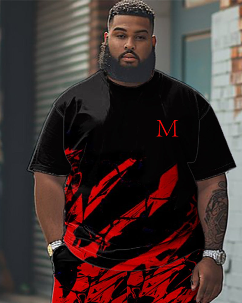 Big & Tall Splash Ink T-Shirt Shorts Set for big men view 2