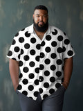 Big & Tall Black Geometric Plaid Short Sleeve Shirt for big men
