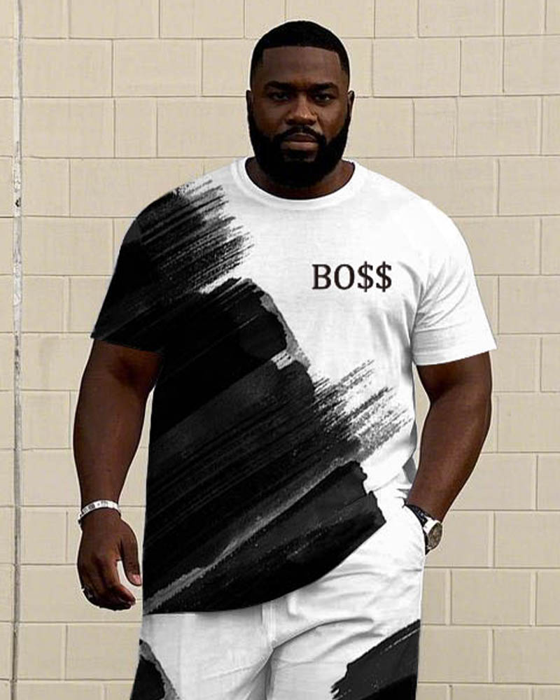 Big & Tall Streetwear T-Shirt Pants Set for big men view 2