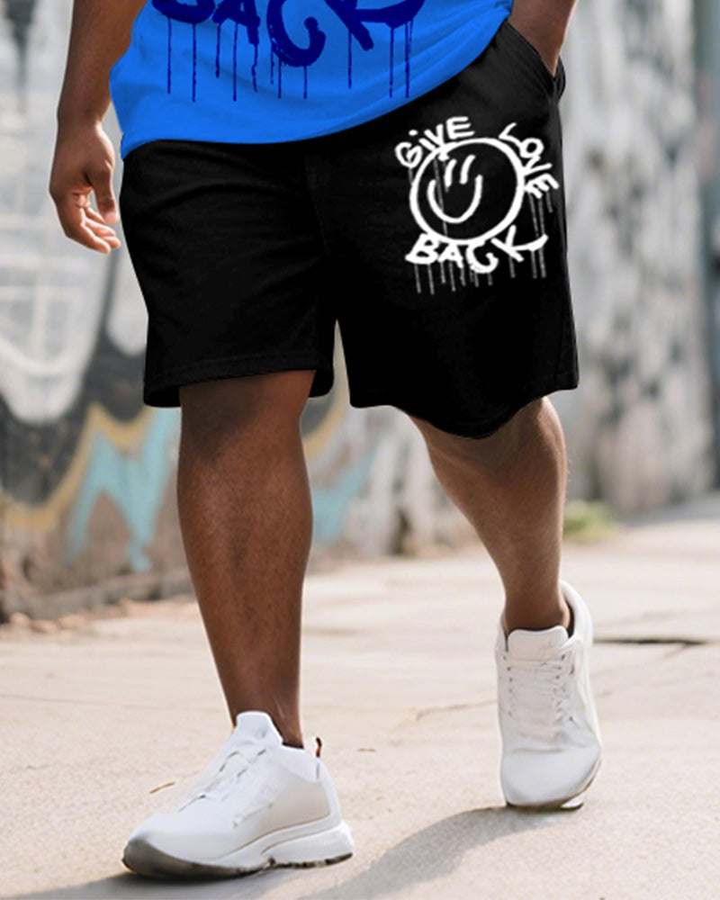 Big & Tall Graphic Graffiti T-Shirt Shorts Set for big men view 3