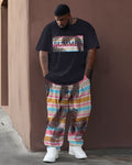 Big & Tall Colorblock Streetwear Two-piece Set for big men view 1