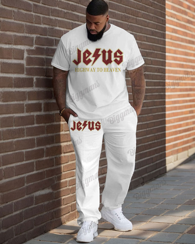Big & Tall Graphic T-Shirt Pants Set for big men view 1