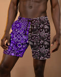 Big & Tall Purple Colorblock Shorts for big men