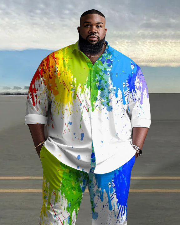 Big & Tall Splash Ink Shirt Pants Set for big men view 2