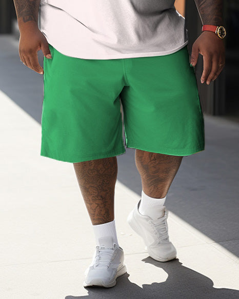Big & Tall Green Colorblock T-Shirt Shorts Set for big men view 3