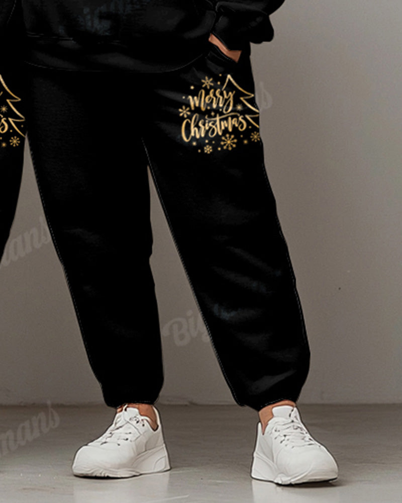 Big & Tall Black Graphic Two-piece Set for big men view 5