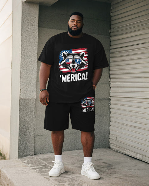 Big & Tall Graphic T-Shirt Shorts Set for big men view 1
