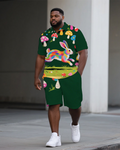 Big & Tall Graffiti Streetwear Polo Shorts Set for big men view 1