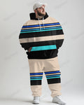 Big & Tall Striped Graphic Hoodie Sweatpants Set for big men view 1