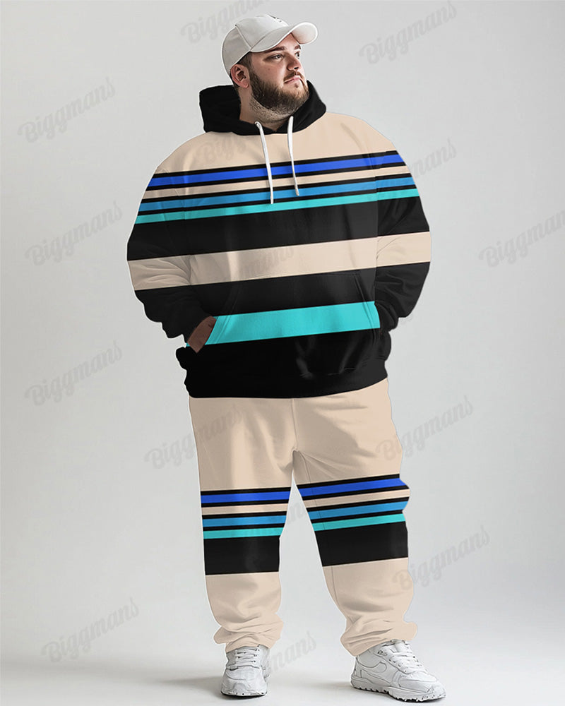 Big & Tall Striped Graphic Hoodie Sweatpants Set for big men view 1