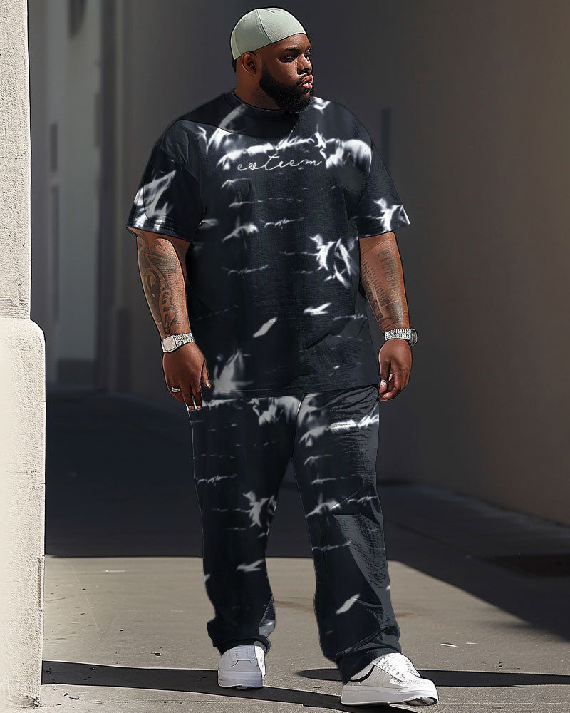 Big & Tall Graphic Streetwear Two-piece Set for big men view 1