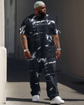 Big & Tall Graphic Streetwear Two-piece Set for big men view 1